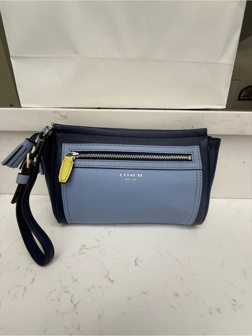 COACH Legacy Two-Tone Leather Zipper Wristlet/Pouch
